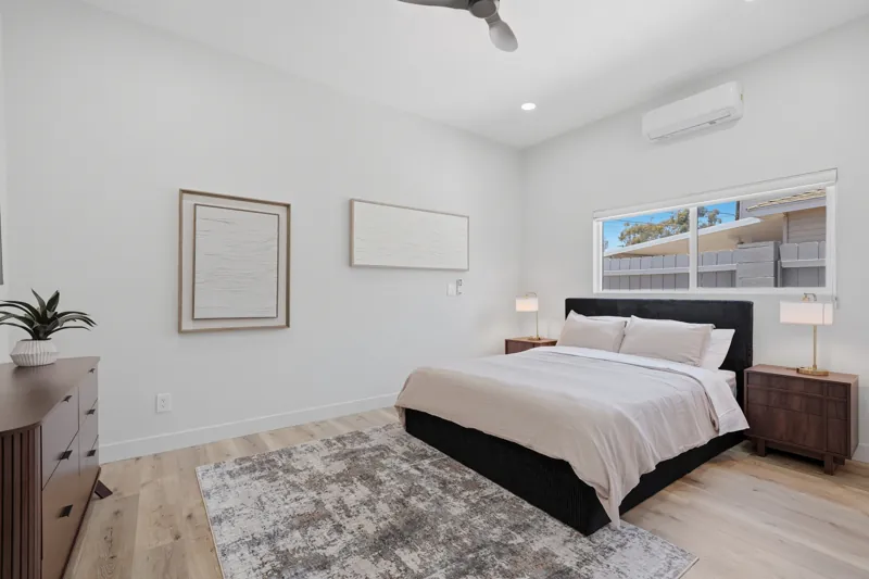 Bedroom with a ceiling fan