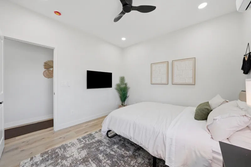 Bedroom with white walls