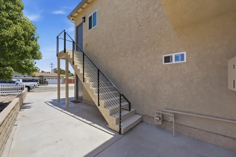 Exterior stairs and side yard