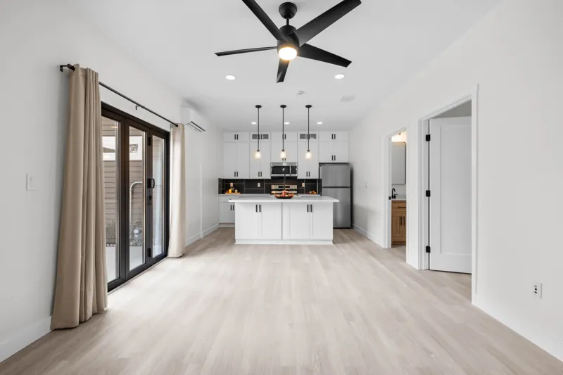 Open living room and kitchen