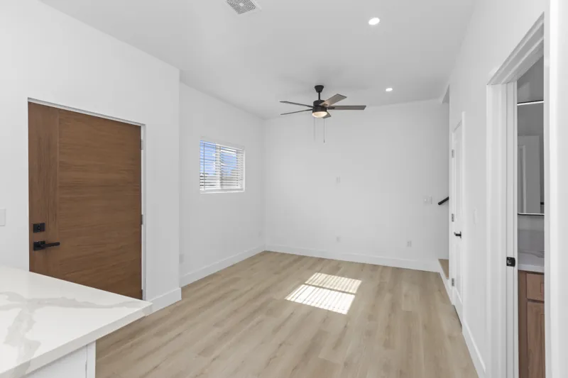 Living room with wood flooring